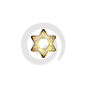 Gold Star of David. Shield of DavidÂ orÂ Magen David.hexagram, the compound of twoÂ equilateral triangles. Jewish symbol
